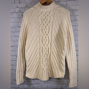 VINTAGE GAP Cream Cottagecore Preppy Cabincore Cable Knit Fisherman Sweater XL